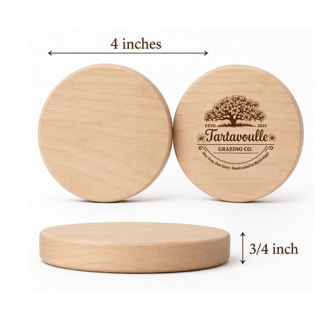 Hard Maple coasters, handcrafted detail view