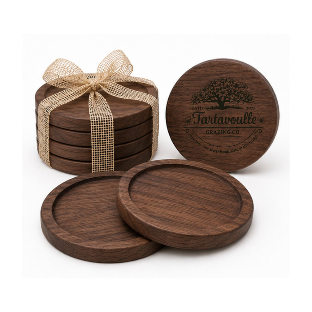 Black Walnut Barrel Ring coaster set, alternate view