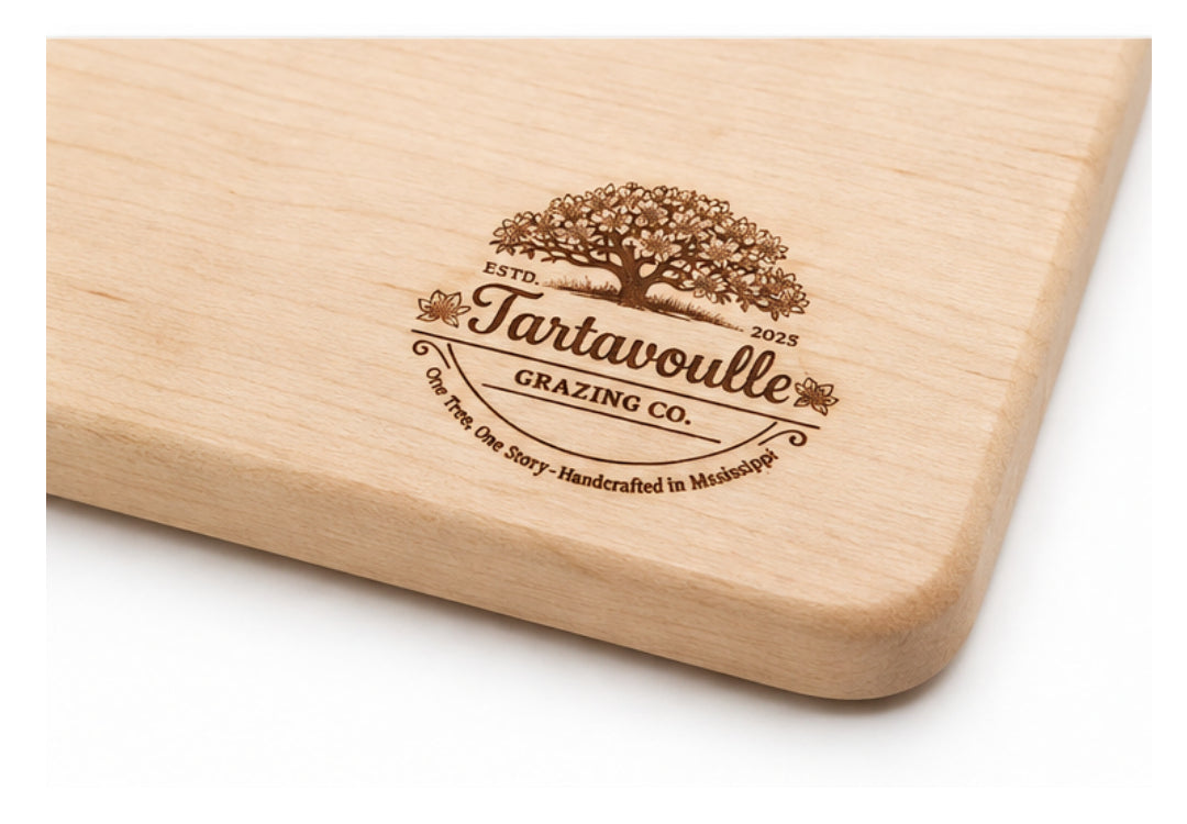 Buttercup Grazing Board 6 by 10 inch Hard Maple board, handcrafted detail view