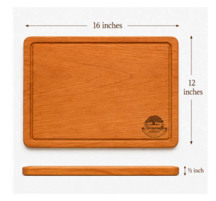 Cattlemen 12 by 16 inch steak board, lifestyle serving view