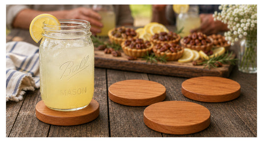Cherry wood coaster set, featured view