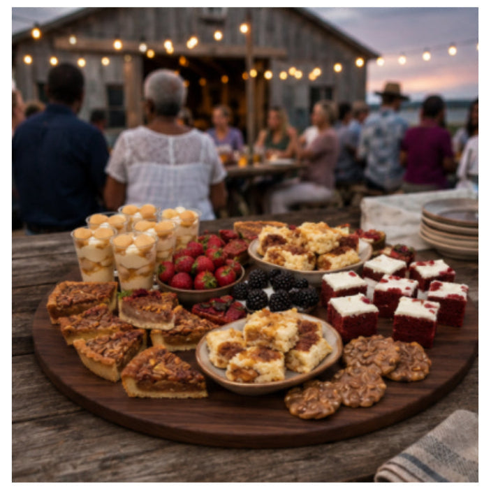 The Cowbell 18-inch round grazing board in Black Walnut