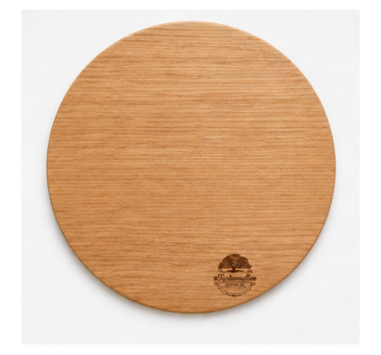 The Front Porch 16-inch round grazing board in White Oak