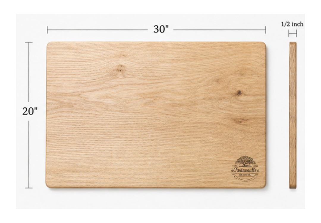 Picnic Table 20 by 30 inch White Oak grazing board, handcrafted detail view