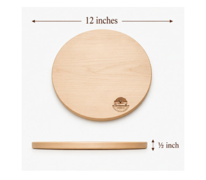 The Porch Pie 12-inch round grazing board in Hard Maple