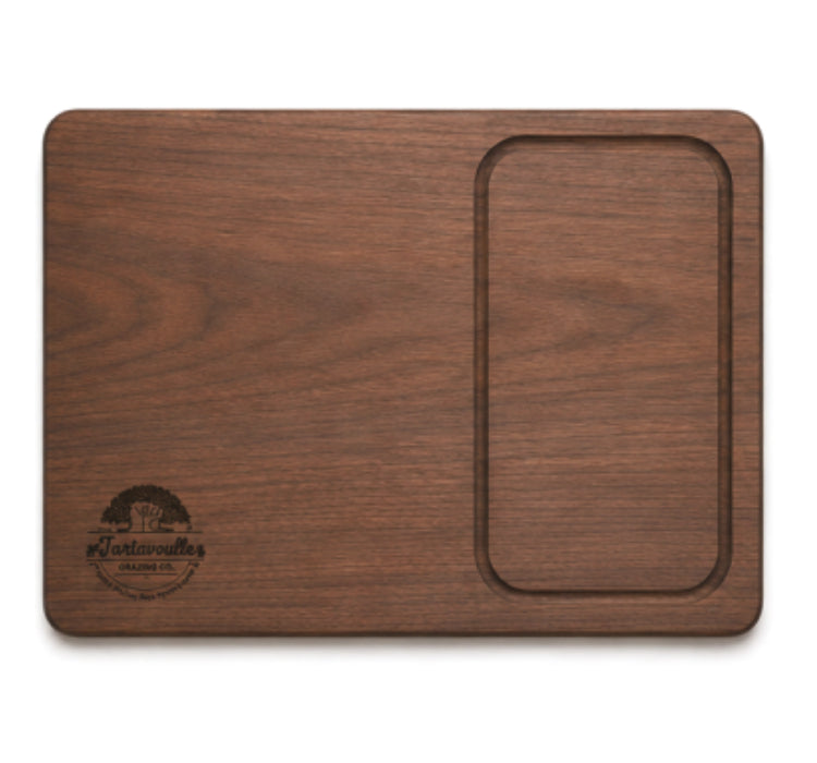 Porterhouse 14 by 18 inch steak board, alternate serving view