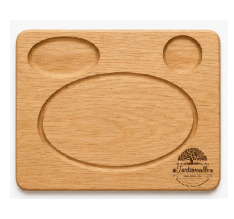 Ranch Hand 10 by 14 inch White Oak steak board, alternate serving view