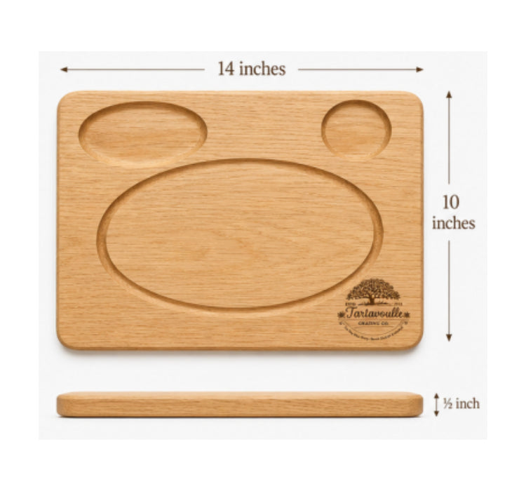 Ranch Hand 10 by 14 inch steak board, lifestyle serving view