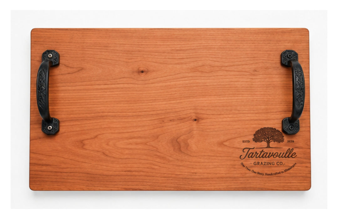 Smoker's Block 12 by 18 inch Cherry cutting board, handcrafted detail view