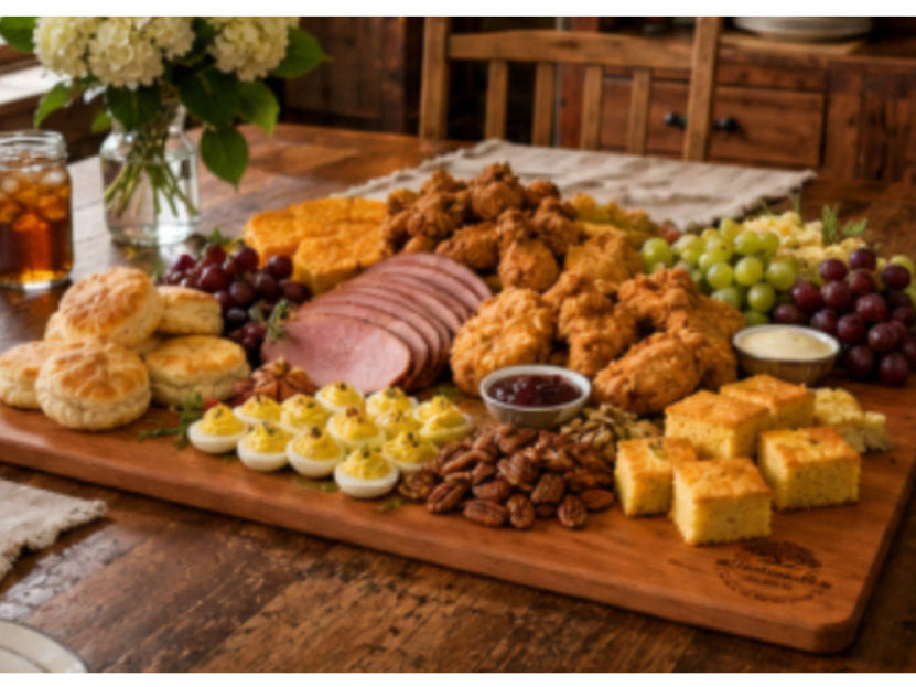The Sunday Supper 23 by 36 inch grazing board featured in Cherry