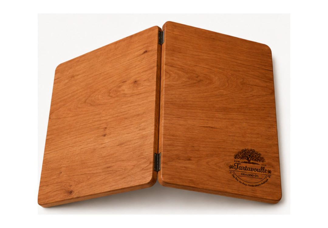Sunday Supper 23 by 36 inch Cherry grazing board, handcrafted detail view