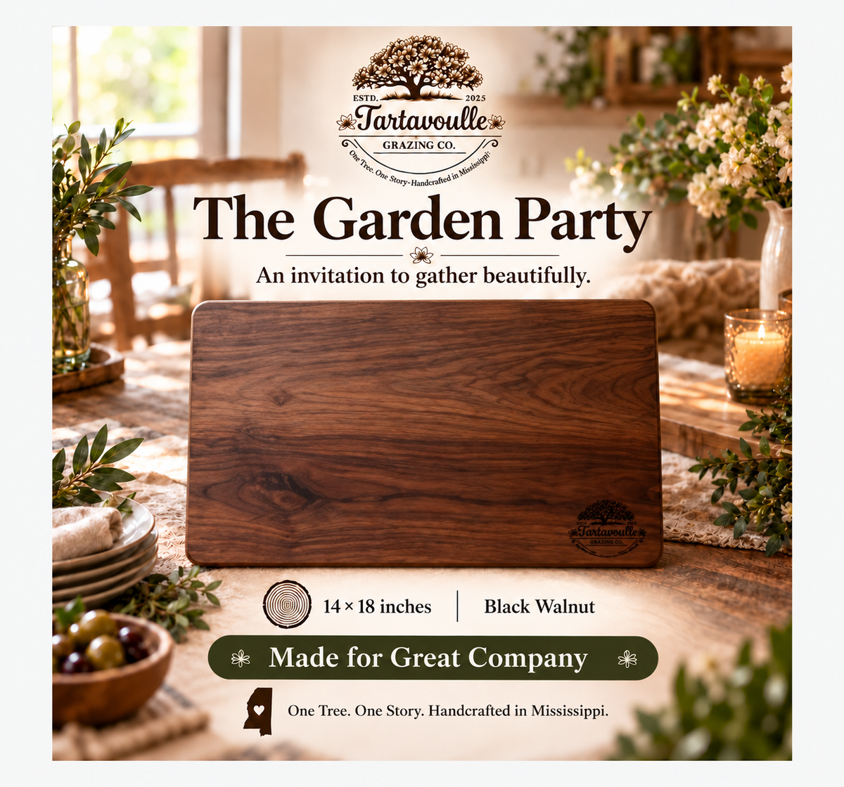 The Garden Party Grazing Board 14" × 18" Gift-On-Us Holiday Set