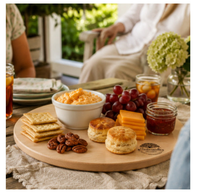 The Porch Pie 12-inch round grazing board in Hard Maple