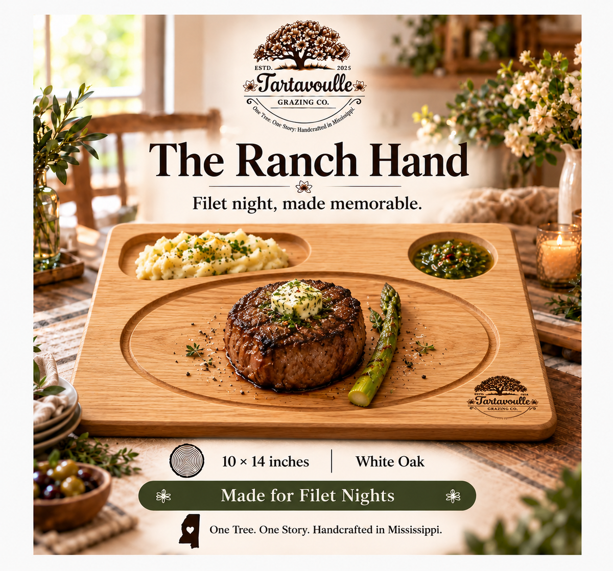 The Ranch Hand Steak Board 10" × 14"