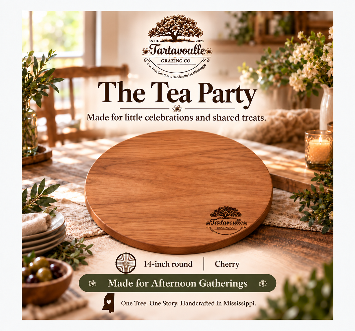 The Tea Party Round Grazing Board 14
