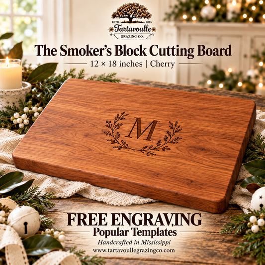 The Smoker's Block Cutting Board 12″ × 18″ Holiday Gift Set — Free Personalization