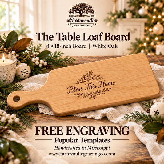 The Table Loaf Board 8″ × 18″ Holiday Gift Set — Free Personalization